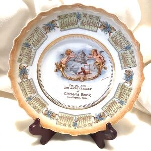 10318 Citizens Bank Advertising Calendar Plate December 31, 1909 Carrington, OH